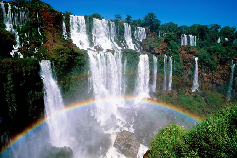 national, natre, waterfalls, 1080P, argentina, national park, iguaza, 3d and abstract, rainbow, forces of nature, iguazu, park