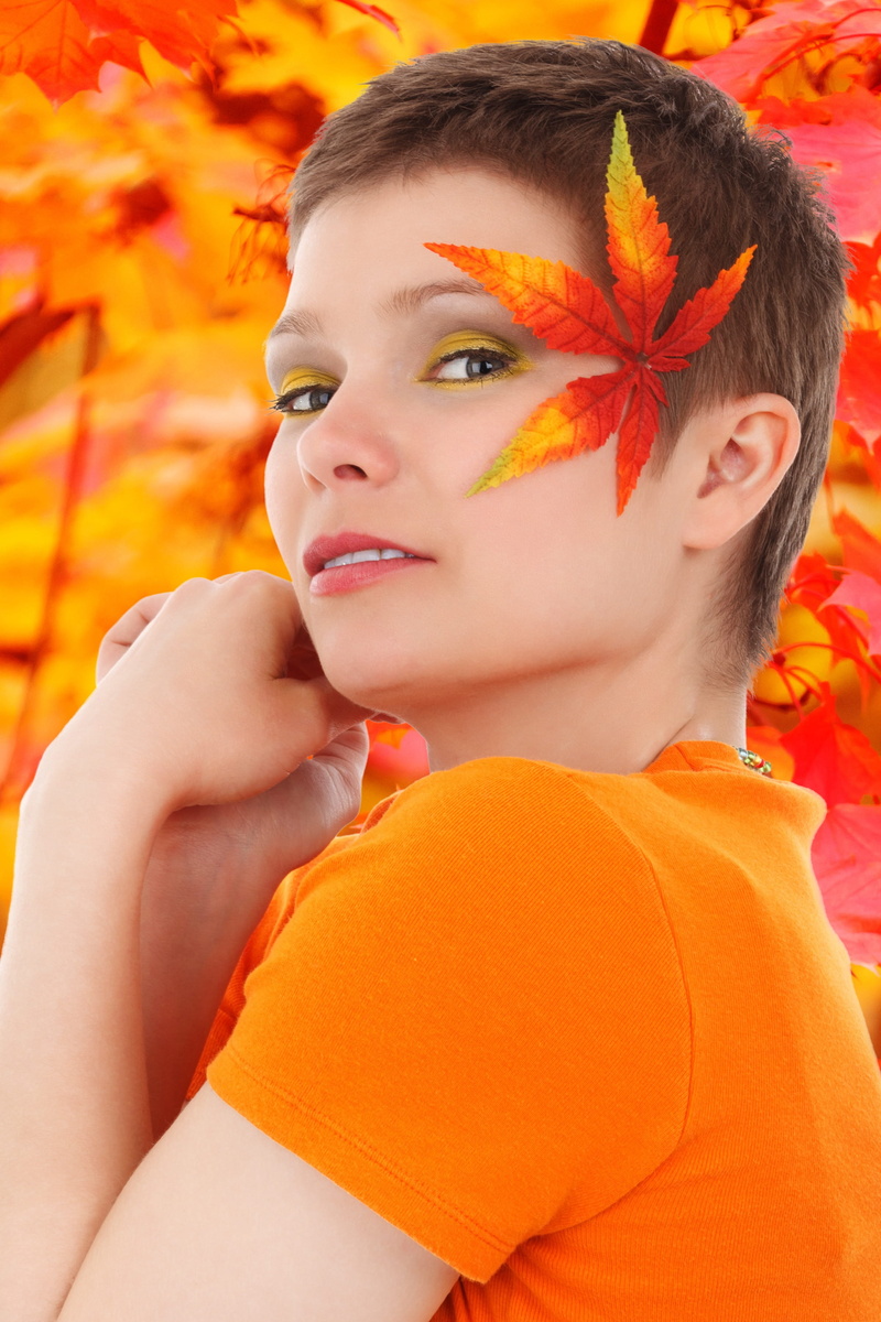 woman, orange, Face, lifestyles, one young woman only, innocence, people, change, orange color, front view, 2K, leisure activity, yellow, young, portrait