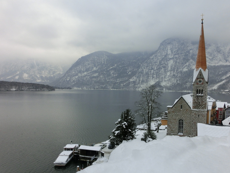 place of worship, church, 4K, building, cloud - sky, worth a visit, spire, sky, scenics - nature, vacations, tower, lake, salzburg, winter, building exterior