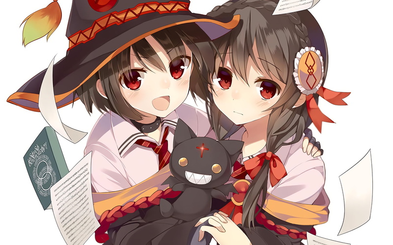Yunyun (KonoSuba), Megumin (KonoSuba), KonoSuba – God’s blessing on this wonderful world!!, 1080P, Anime, KonoSuba, Chomusuke (KonoSuba)