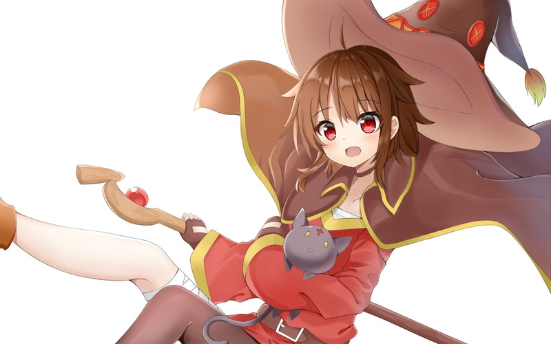 bandage, cat, megumin, hat, cape, dress, chomusuke, witch, eyes, red, short, staff, com, 720P, oekaki, brown, konachan, msy, animal, choker, hair, 256694