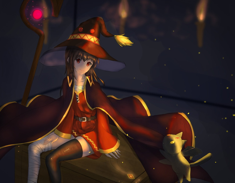 Anime, 1080P, Megumin (KonoSuba), KonoSuba – God’s blessing on this wonderful world!!, Chomusuke (KonoSuba)