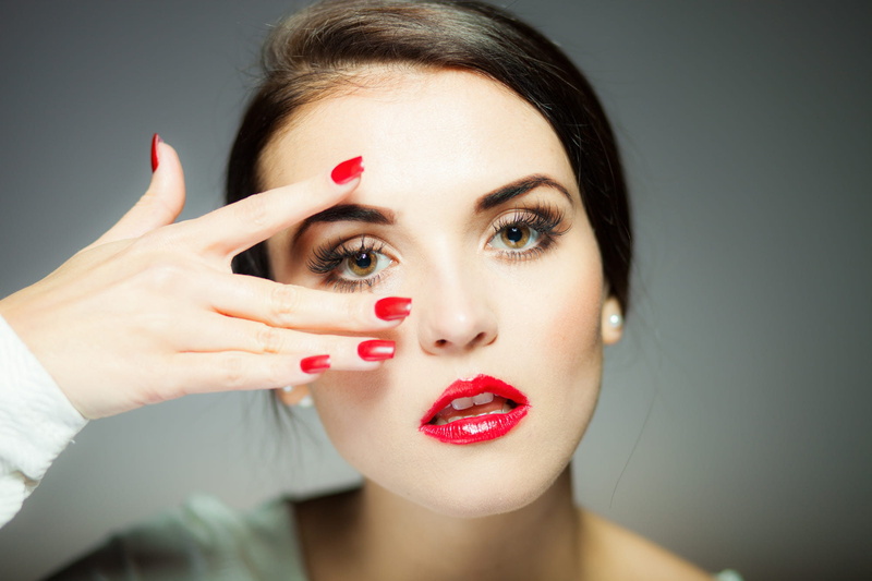 human face, adult, beauty, fingernail, make-up, manicure, model, human hand, indoors, 1080P, glamour, lipstick, beautiful woman, human lips, headshot