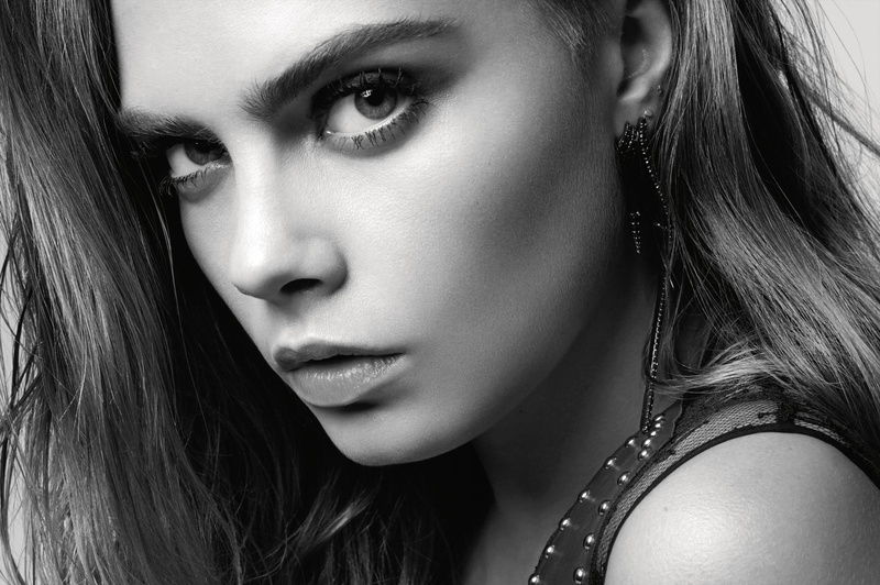 face, Cara Delevingne, 1080P, monochrome, model