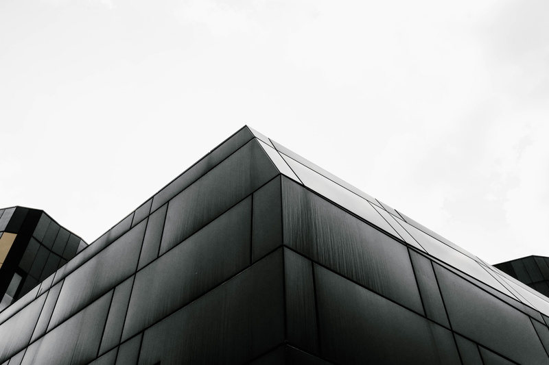 building, built structure, day, directly below, corner, france, music, nature, black, sky, glass - material, musique, geometric shape, low angle view, skyscraper