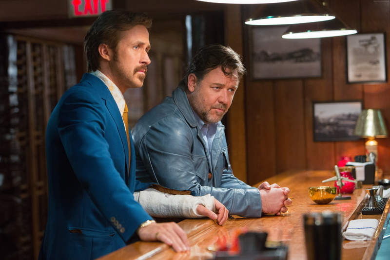sitting, side view, food and drink, bar - drink establishment, two people, male friendship, males, mature men, glass, Ryan Gosling, business, table, refreshment