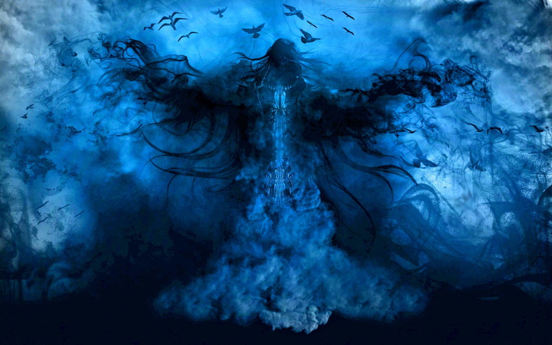 darkness, textured, abstract, pattern, smoke - physical structure, underwater, flowing, dissolving, creativity, motion, blue, close-up, ink, 1080P, no people