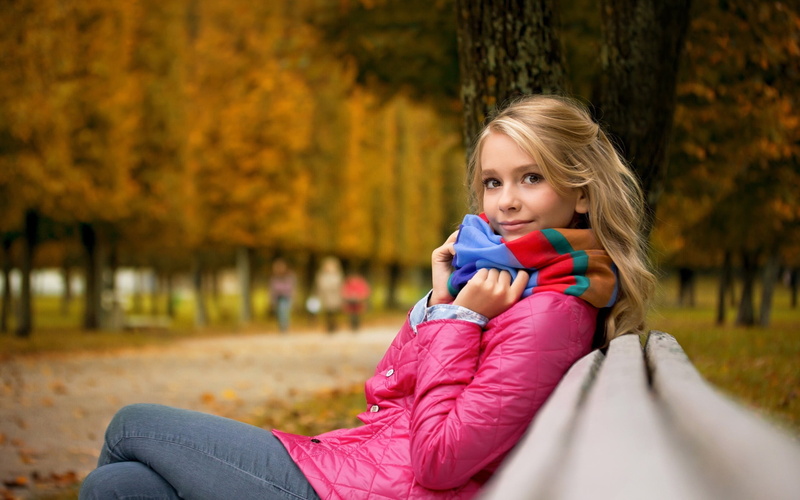 2K, young Adult, human Face, leaf, trees, fashion, child, portrait, change, season, girl, beautiful, real people, beauty In Nature, bench, depth of field