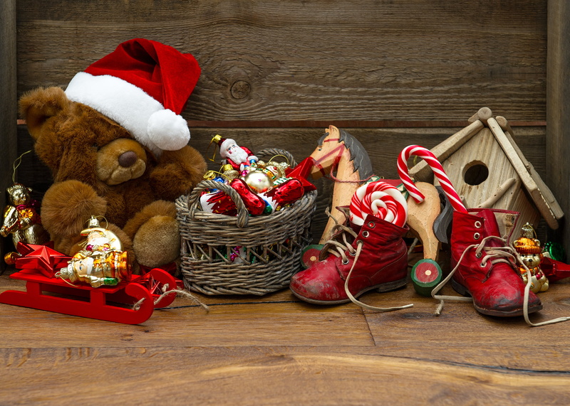 retro Styled, New Year, toy, christmas Decoration, rustic, old-fashioned, Christmas, old, still life, basket, humor, cultures, decoration, brown, wood - Material