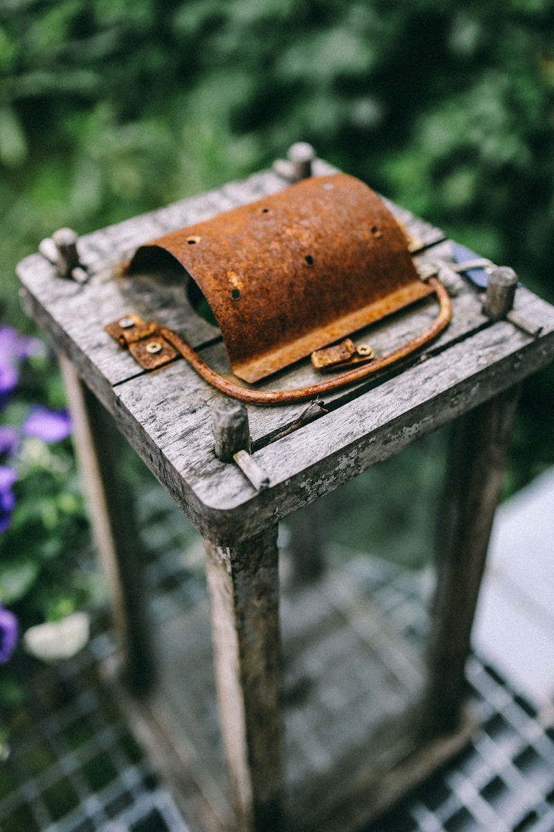 Old, outdoors, still life, no people, wood, plant, day, beekeeper, decor, wooden, lantern, 4K, food, wood - material, focus on foreground, rusty, selective focus