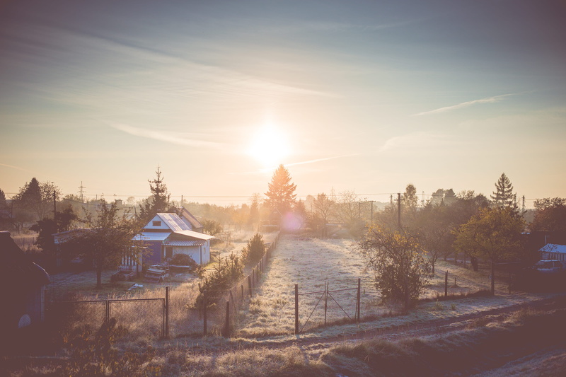 cold, building, sunrise - Dawn, snow, Cold Winter, built structure, house, sunrise, landscape, cold temperature, lens flare, no people, sky, day, building exterior