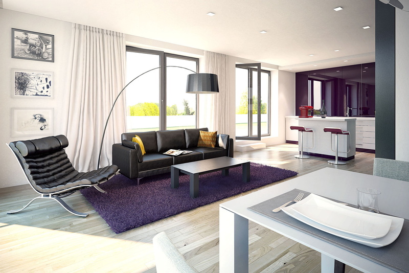 style, apartment, flooring, residential District, architecture, wide, residential Building, modern, luxury, three-dimensional Shape, decor, black, furniture