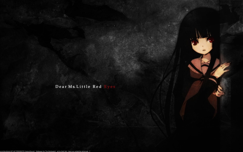 Jigoku Shoujo, halloween, one person, sign, anime, portrait, evil, text, wall - building feature, night, women, communication, standing, digital composite