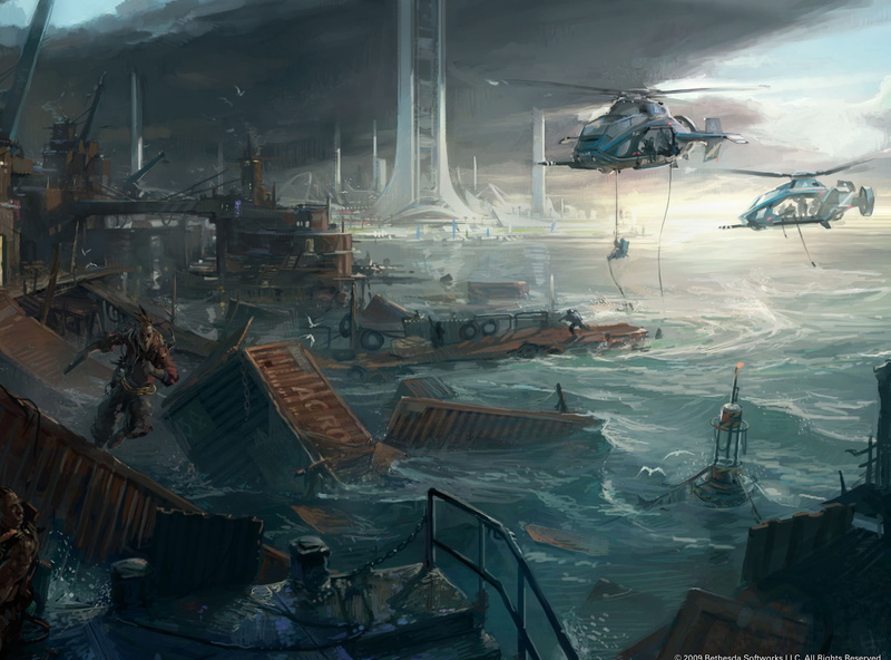 transportation, day, smoke - physical structure, concept, mode of transportation, Brink, Games, machinery, container city, brink container city concept art