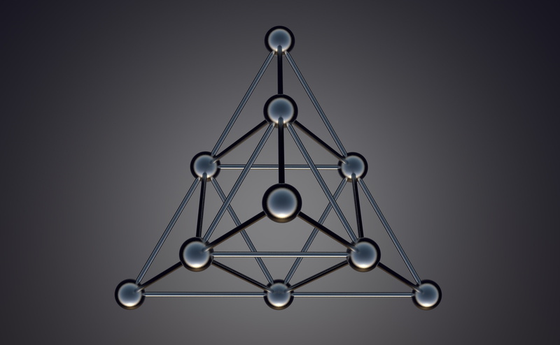 black background, triangular, indoors, choice, 3d model, gray, atoms, tetrahedron, close-up, arrangement, pattern, Molecular, Geometry, simplicity, hanging
