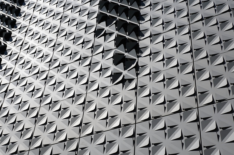 Facade, building, close-up, design, geometric shape, abstract, grey, triangle shape, Structure, gray, backgrounds, Architecture, silver colored, day, ceiling