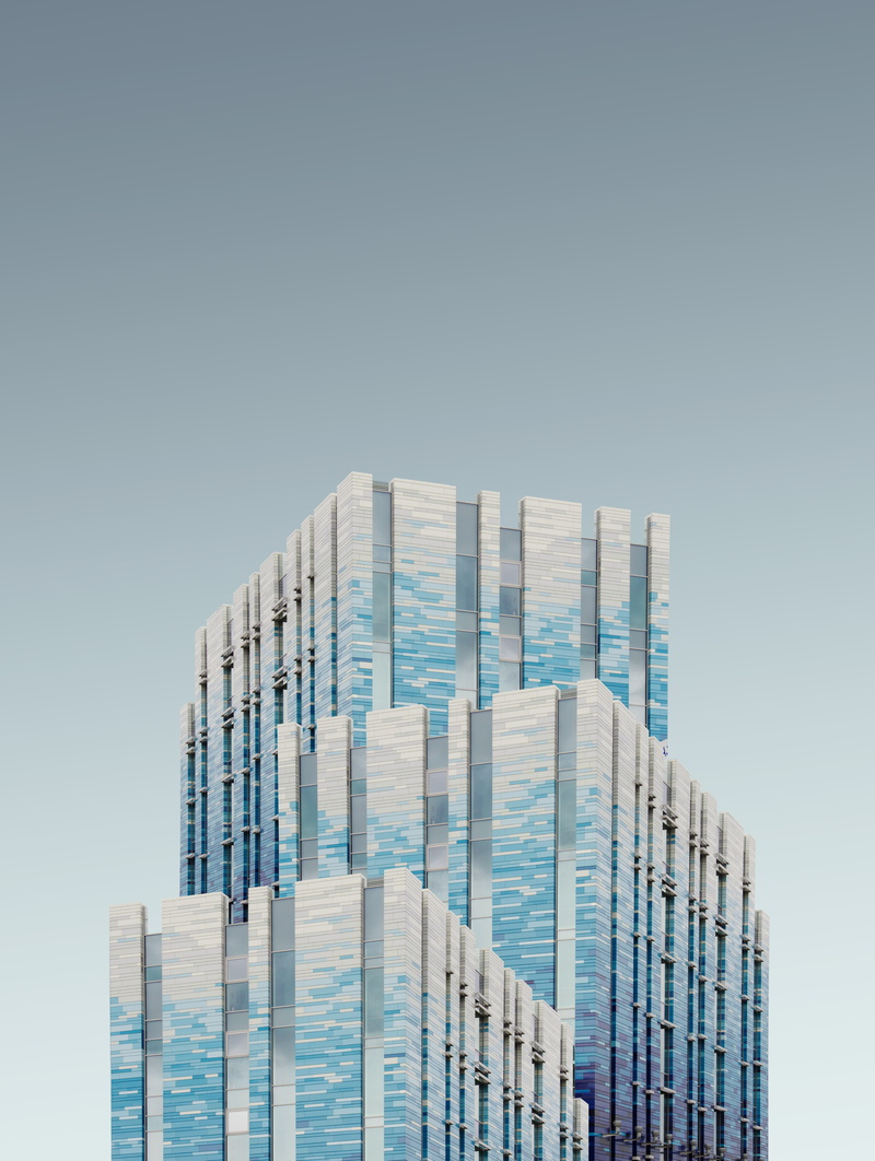structure, 5K, sky, glass - material, minimal, business, day, architecture, minimalism, blue, low angle view, silver, office, nature, geometric, graphic