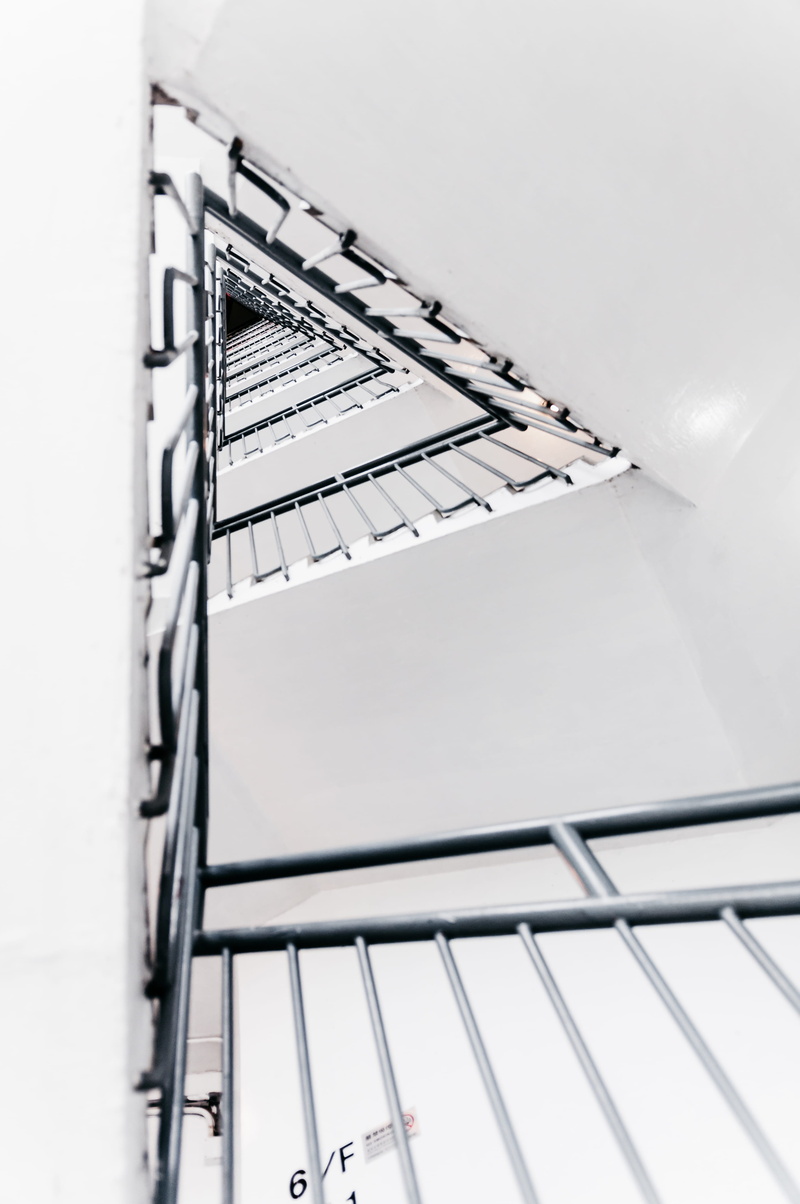 hong kong arts centre, railing, day, gray, white, vertical, office, triangular, no people, built structure, triangle, close-up, stair, 4K, staircase, building exterior