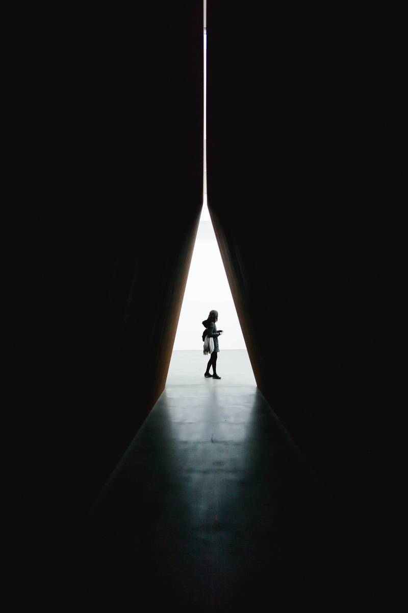 5K, standing, triangular, adult, tunnel view, copy space, dark, tunnel, light at the end of the tunnel, unrecognizable person, men, real people, walking