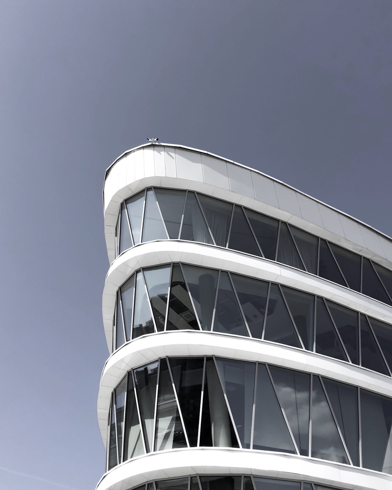 no people, glass - material, building, office, nature, clear sky, outdoors, pattern, architectural, office building exterior, 2K, white, photography, city