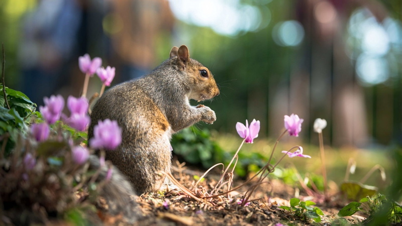 Flowers, Animal, 1080P, Squirrel, close, Summer