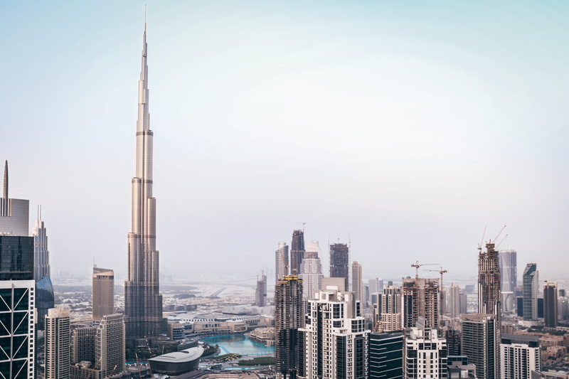 sky, burjkhalifa, skyline, building, office building exterior, city, white, residential district, pollution, day, urban skyline, high, nature, architecture