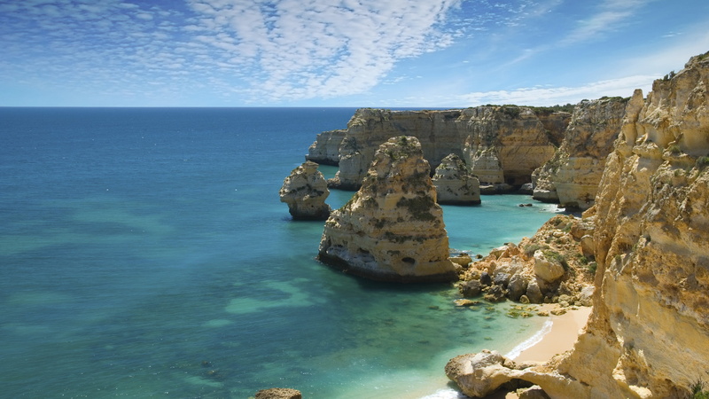 Marinha, water, rock, sea, Portugal, Carvoeiro, calm, 4K, Best beaches of 2016, formation, Travellers Choice Awards 2016