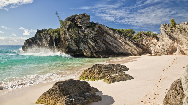 sea, 5K, waves, rock, Bermuda, Best beaches of 2016, landscape, photo, Horseshoe Bay Beach, formation, Travellers Choice Awards 2016