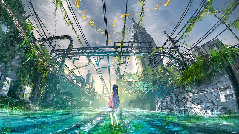 future forest city, sky, 1080P