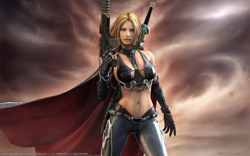 leather, girls, hd, art, woman, fantasy, digital, black, 2K, cg