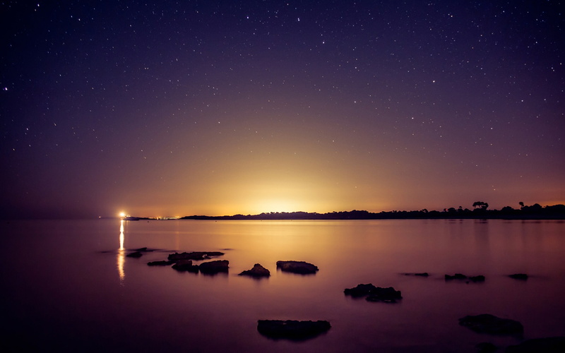space, photo, star, astronomy, idyllic, night, hd, solid, tranquility, 2K, tranquil scene, rock - object, sea, sky, purple, no people, reflection, rock