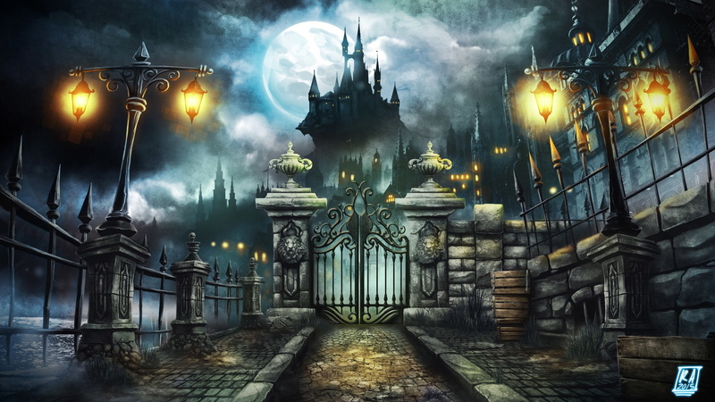 Holiday, Night, 1080P, Moon, Castle, Castles, Gate, Lantern