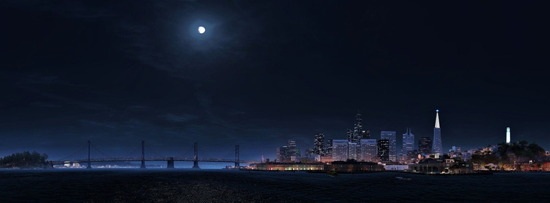 Night, Moon, Watch Dogs 2, 1080P, Video Game, Golden Gate, San Francisco