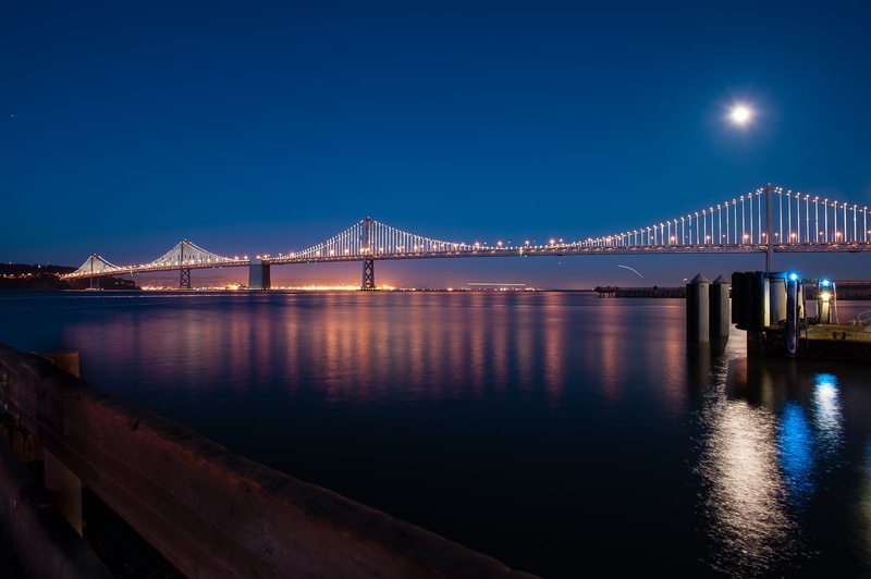 night shot, Bay Bridge, 720P, golden gate bridge, uSA, san francisco, light show, nighttime, suspension Bridge, famous Place, architecture, bridge - Man Made Structure