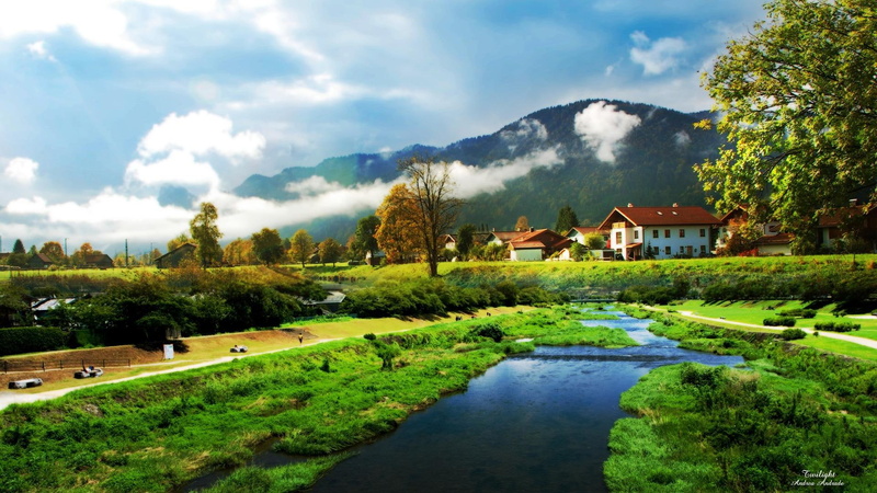 dreamy and fantasy, field, dream, hd, green, grass, 1080P, village