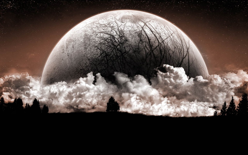 big, moon, 1080P, dreamy and fantasy