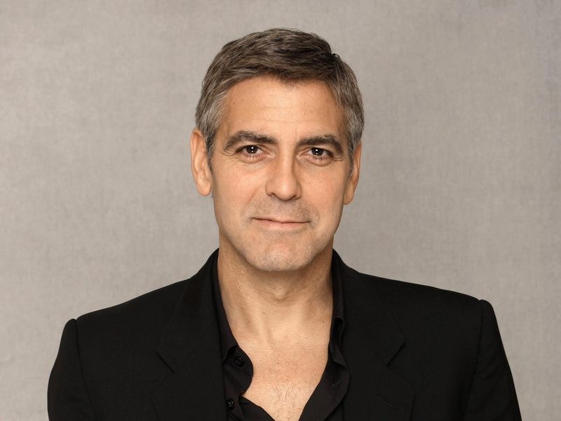 2K, portrait, George Clooney, men, black clothing, actor, smiling