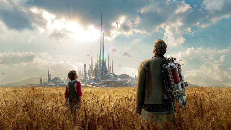 grass, building, Tomorrowland, far, surrounded, high, man, field, rise, stills, away, illustration, George Clooney, 4K, boy, 2015, brown, best movies of