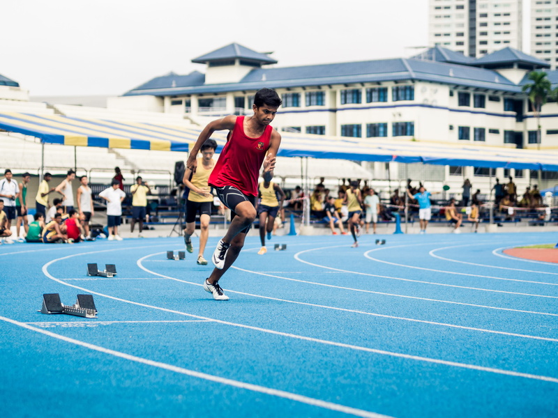 speed, sport, blue and yellow, healthy Lifestyle, running, concrete, track field, track Event, group of people, lifestyles, action, awnings, striped, sports Track
