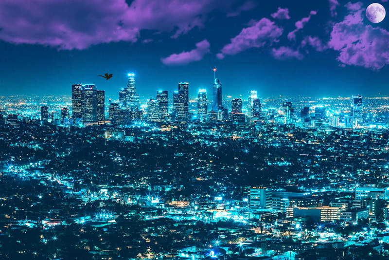 skyscraper, built structure, artist, hd, dragon, night, 4k, outdoors, office building exterior, 5k, architecture, city, fantasy, office, building exterior