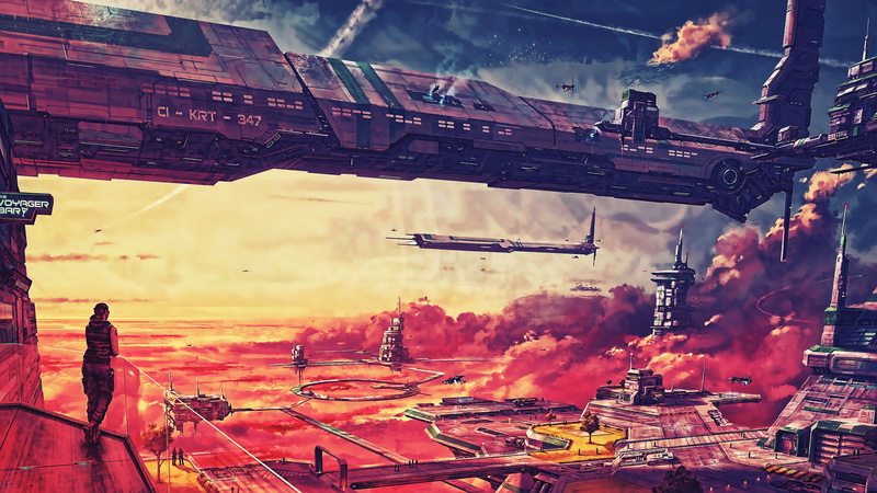 4K, futuristic, future world, 4K, spaceship