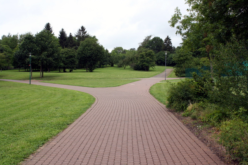 scenics - nature, park, tranquility, sky, gray, 4K, day, pathway, tree, no people, road, junction, footpath, land, trees, the way forward, tranquil scene