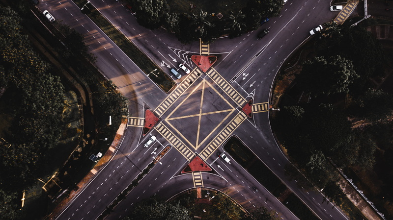plant, car, road, drone, s, view, building exterior, aerial view, 4K, junction, street, aerial, crossroad, city, night, transportation, asphalt, road marking