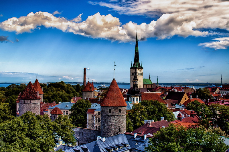 panorama, sea, trees, Estonia, tower, concrete, Tallinn, 1080P, building, home, gray, landscape