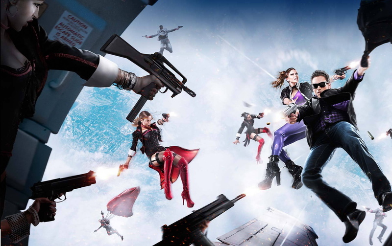 Morgenstern, Saints, Johny Gat, Parachute, Latex, Shaundi, 1080P, The sky, Flight, Weapons, Saints Row: The Third