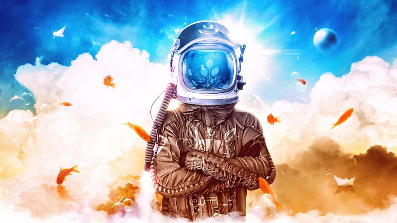 Desktopography, Pictures, Fish, Clouds, 2K, Helmet, Creative