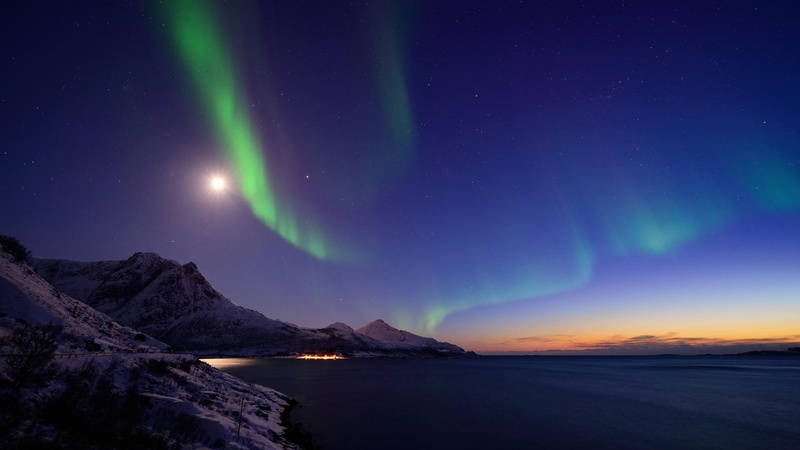 scenery, night, lights, norway, pictures, 1080P, the northern lights, mountain pictures, northern, mountain
