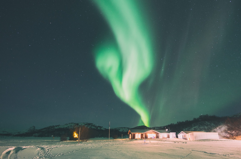 dramatic sky, northern, green, tranquility, 5K, green color, water, space, star - space, lights, winter, environment, weather, something, night, house