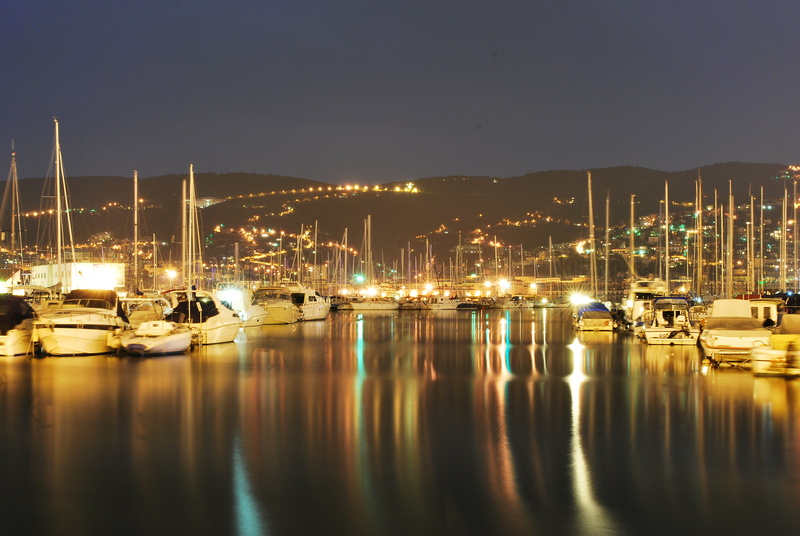 mountain, overexposed, yachts, caos, 4K, seascape, boat, light, friuli venezia giulia, trieste, body, water, long exposure, yacht, cityscape, city, night