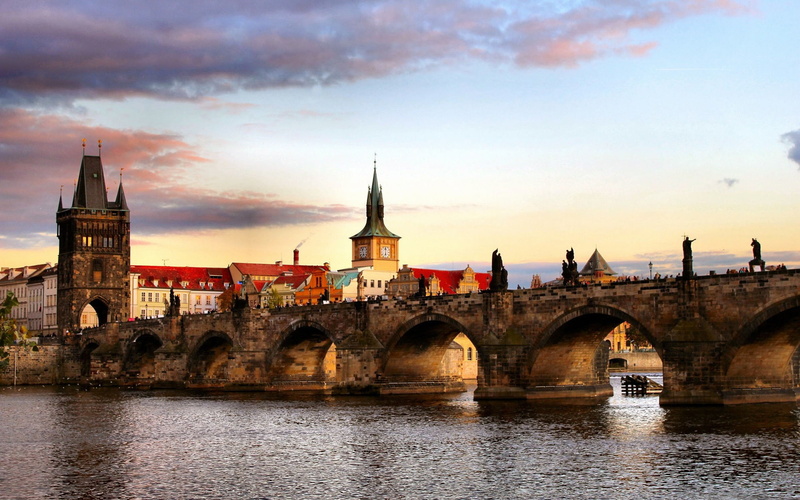 Prague, 1080P, Republic, Czech, Houses, City, River, Bridge